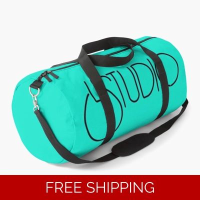 Le Studio Duffle Bag Aqua Blue Black Logo